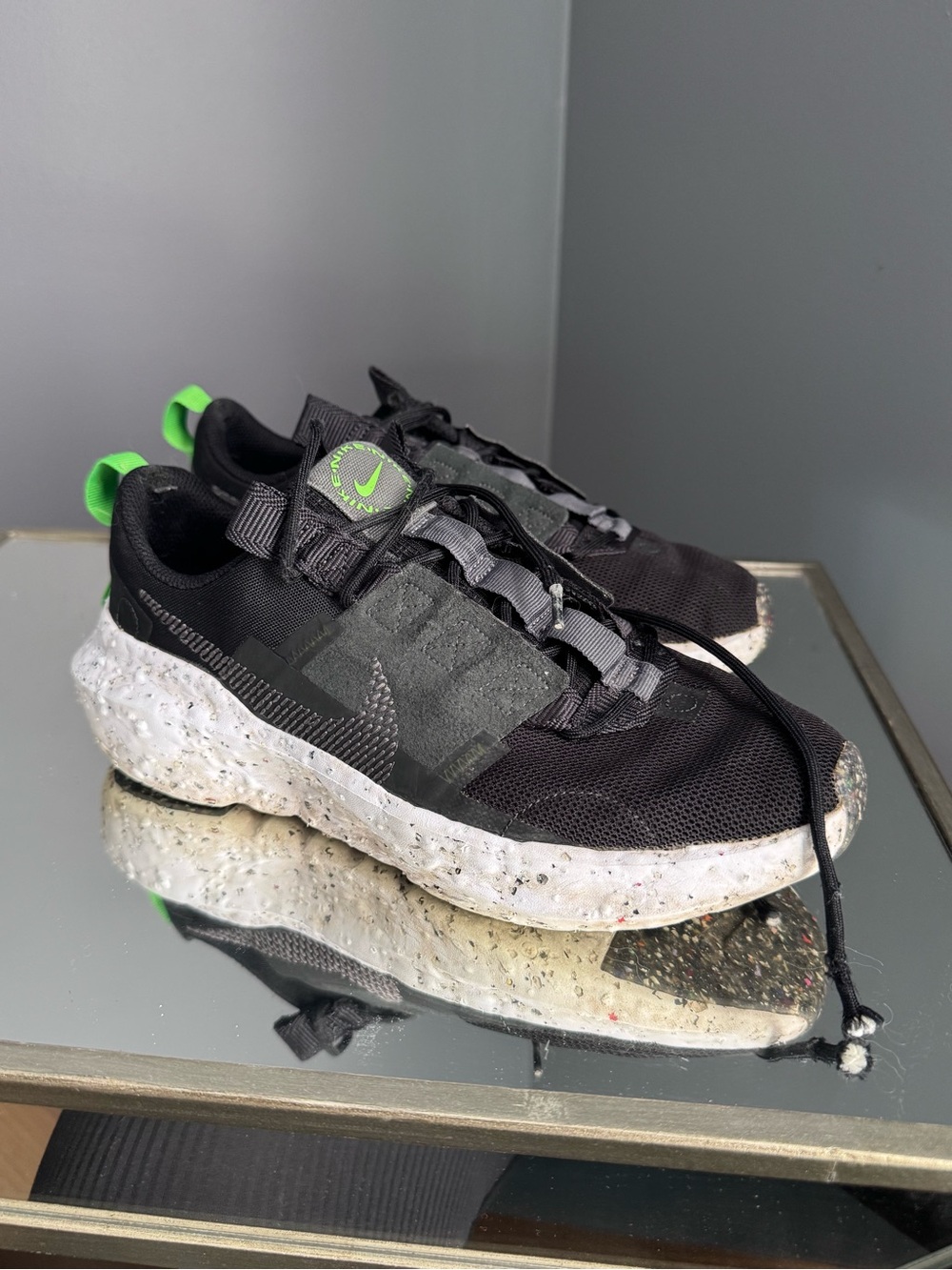 Nike Black Sneakers with Neon Green Insole